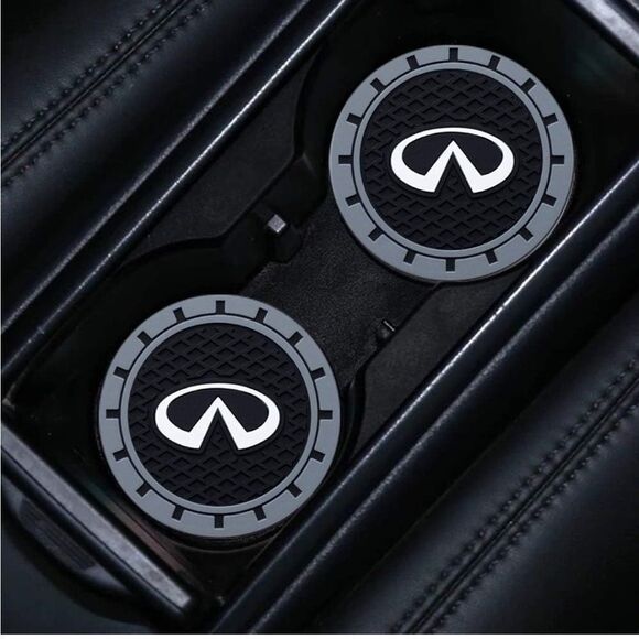 Infinity car cup Coasters in black and gray. Set of 2 NWT - Picture 1 of 7